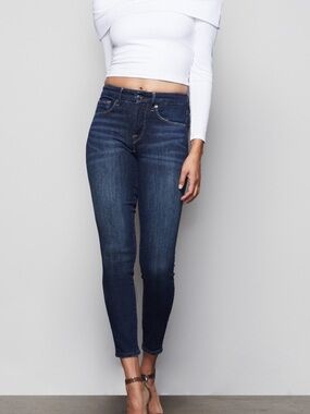 Good American Dark Blue Ankle Crop Skinny Jeans